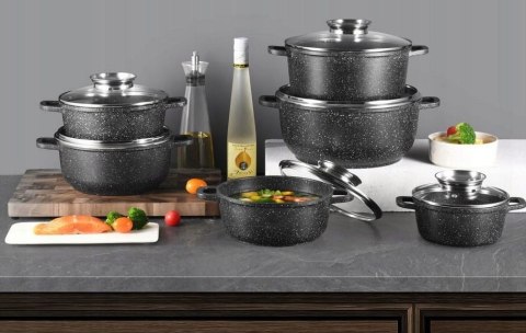 Zestaw garnków marmurkowych PREMIUM aluminiowe 12 el.