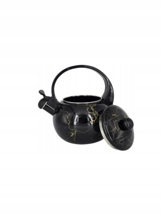Czarny Emaliowany Czajnik Tradycyjny Retro z Gwizdkiem na Gaz Indukcja 2.2L