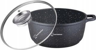 GARNEK ALUMINIUM OKRAGLY 26CM MARMUR Z INDUKCJA 5,5L MASTERPAN MP-2116