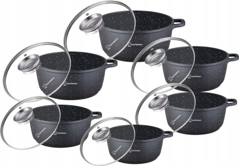 GARNKI ALUMINIUM 12E MARMUR 16CM/20CM/22CM/22CM/24CM/28CM MASTERPAN MP-2152