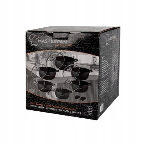 GARNKI ALUMINIUM 12E MARMUR 16CM/20CM/22CM/22CM/24CM/28CM MASTERPAN MP-2152