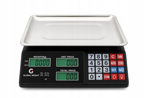 WAGA SKLEPOWA ELEKTRONICZNA MAGAZYNOWA LCD 40kg AKUMULATOR