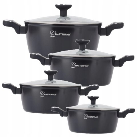 Zestaw Garnków Marmurkowych Komplet Garnki Soft Touch 8 EL. MasterPan