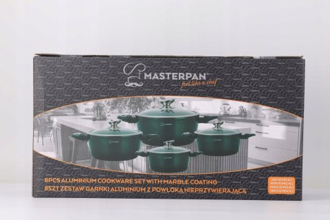 Zestaw Komplet Garnków Marmurkowych Garnki 8 EL Indukcja Gaz MASTERPAN