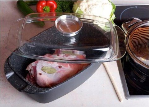 BRYTFANNA DO PIECZENIA GĘSIARKA MARMURKOWA DUŻA SOLIDNA 5.5 L