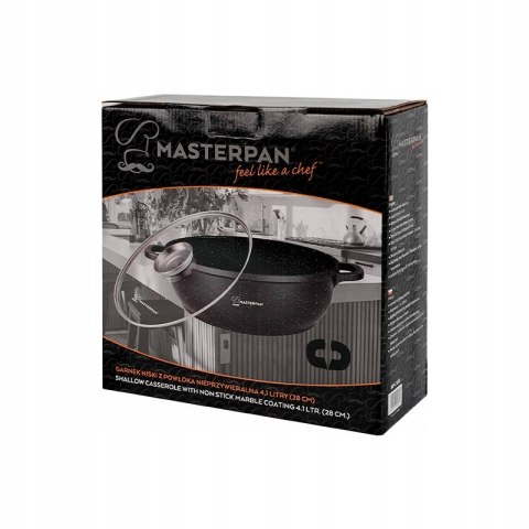 GARNEK ALUMINIUM NISKI ALA WOK 28CM 4,3L MARMUR MASTERPAN MP-2135
