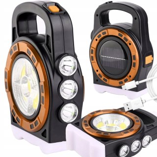 LATARKA SOLARNA PRZENOŚNA LAMPKA AKUMULATOROWA LED POWERBANK REFLEKTOR MOC