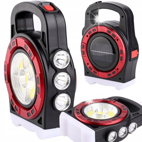 LATARKA SOLARNA PRZENOŚNA LAMPKA AKUMULATOROWA LED POWERBANK REFLEKTOR MOC