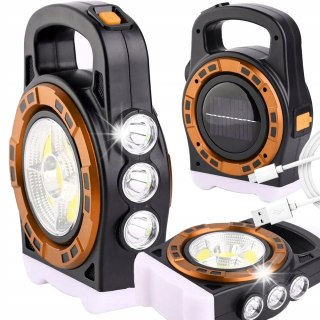 LATARKA SOLARNA PRZENOŚNA LAMPKA AKUMULATOROWA LED POWERBANK REFLEKTOR MOC