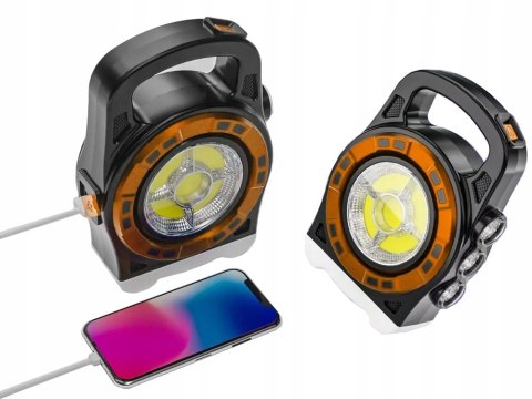 LATARKA SOLARNA PRZENOŚNA LAMPKA AKUMULATOROWA LED POWERBANK REFLEKTOR MOC
