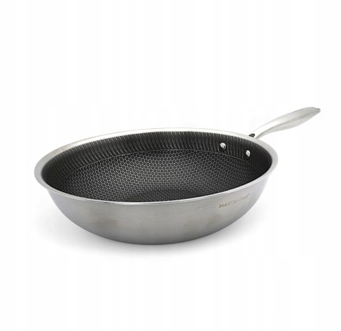 Patelnia WOK GŁĘBOKA Z POKRYWKĄ 4.5L CIĘŻKA STALOWA INDUKCJA GAZ 28 CM