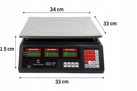Waga sklepowa elektroniczna 40 kg / 2 g LCD kalkulacyjna magazynowa