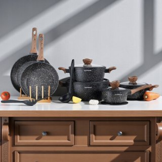 Zestaw garnków Masterpan szklane 15 el. indukcja gaz marmurki eleganckie