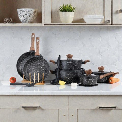 Zestaw garnków Masterpan szklane 15 el. indukcja gaz marmurki eleganckie