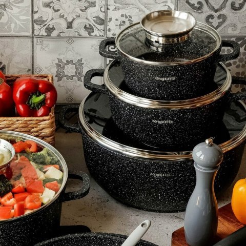 Zestaw garnków marmurkowych aluminiowe 12 el.