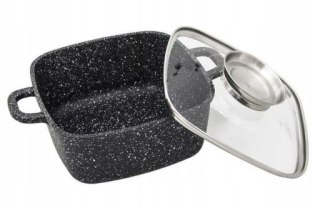 MAŁY Garnek MARMURKOWY KWADRATOWY 18cm 2.1L+2x ŁAPKI Brytfanna GAZ INDUKCJA