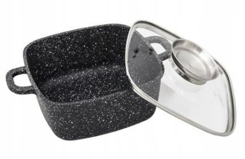 MAŁY Garnek MARMURKOWY KWADRATOWY 18cm 2.1L+2x ŁAPKI Brytfanna GAZ INDUKCJA