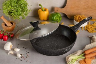 Patelnia tradycyjna głęboka wysoka PREMIUM 24 cm granitowa