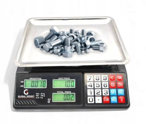 Waga Sklepowa Elektroniczna LCD 40 kg x 2 g Kalkulacyjna Solidna