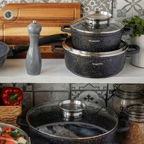 Zestaw garnków marmurkowych aluminiowe 12 el.