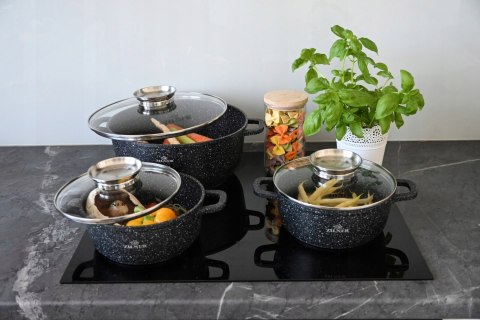 Zestaw garnków marmurkowych aluminiowe 12 el.