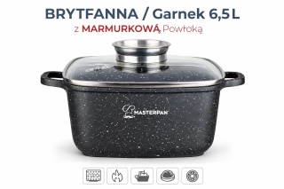 BRYTFANNA / Garnek 6,5 L z MARMURKOWĄ Powłoką gaz indukcja