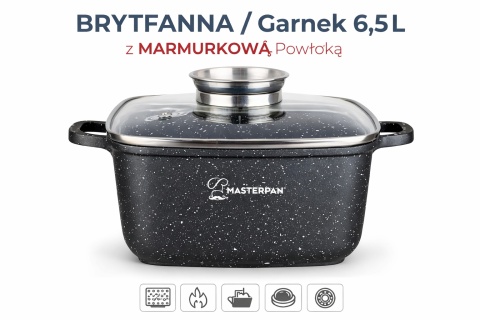 BRYTFANNA / Garnek 6,5 L z MARMURKOWĄ Powłoką gaz indukcja
