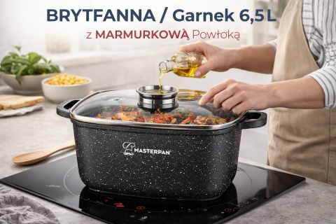 BRYTFANNA / Garnek 6,5 L z MARMURKOWĄ Powłoką gaz indukcja