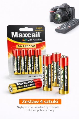 Baterie MAXCAIL AA LR6 1.5V 4 szt Długotrwałe Mocne Do Pilota Zabawek Latarki
