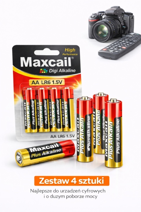 Baterie MAXCAIL AA LR6 1.5V 4 szt Długotrwałe Mocne Do Pilota Zabawek Latarki