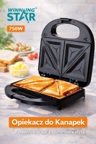 Opiekacz misskitchen ST-9370-S czarny 750 W