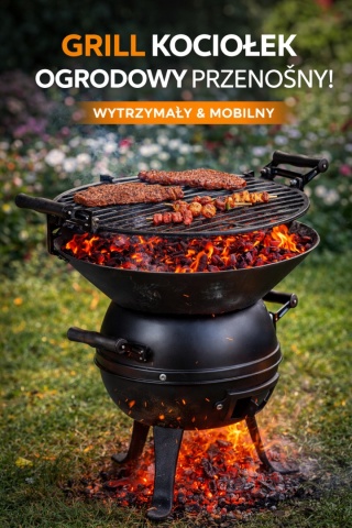 PALENISKO GRILL WĘGLOWY ŻELIWNY STALOWY OGRODOWY KOCIOŁEK PRZENOŚNY