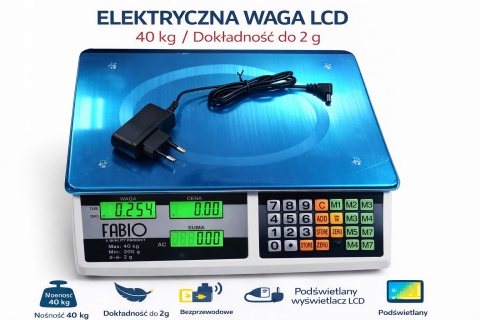 Waga sklepowa elektroniczna LCD 40 KG.