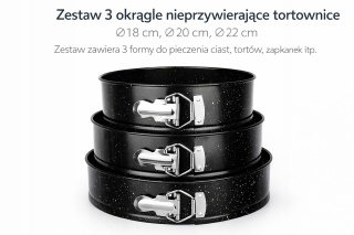 Zestaw tortownic Brunbeste 22 x 22cm średnica 22cm