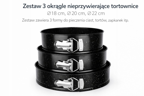 Zestaw tortownic Brunbeste 22 x 22cm średnica 22cm